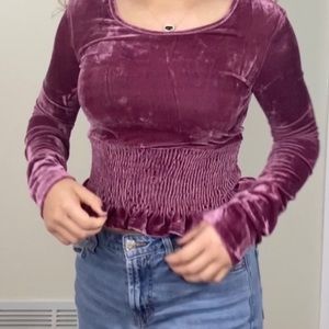 Wild Honey Velvet Smocked Waist Top (Juniors)